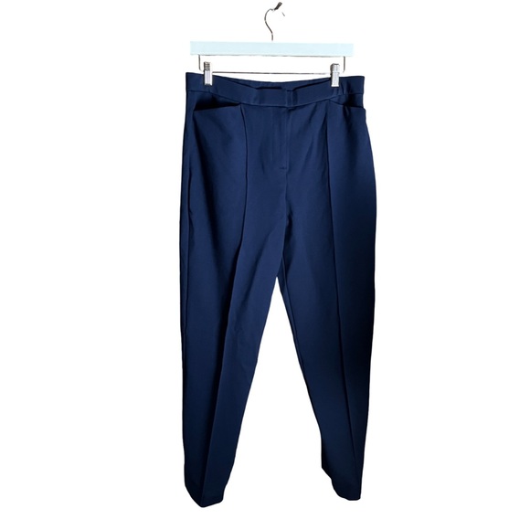 New Tailored by Susan Graver Ponte High Rise Slim Leg Navy Ankle Pants Sze M - Picture 1 of 13